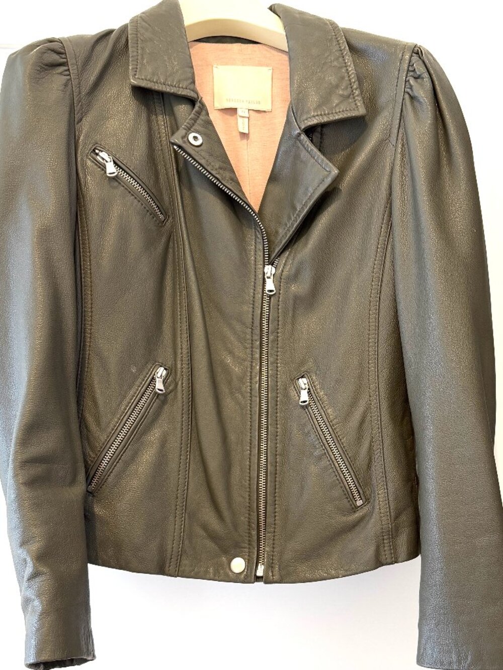 Rebecca Taylor Puff Sleeve Leather Jacket